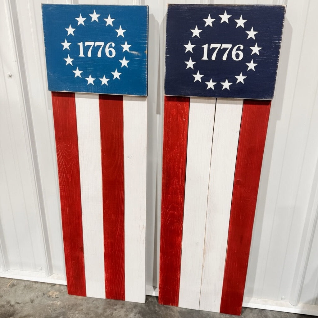 Handcrafted Patriotic Porch Leaner – 1776 American Flag
