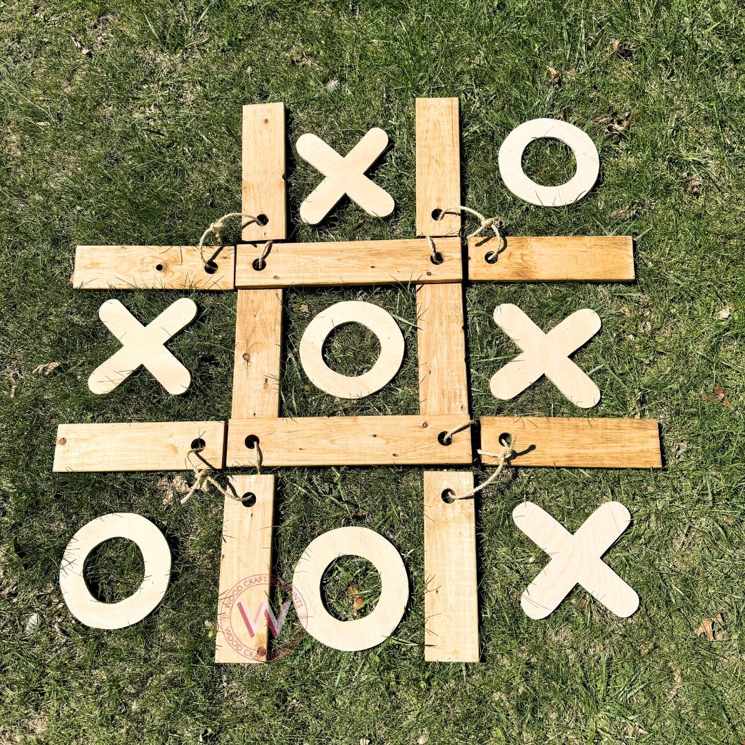 Handcrafted Wooden Tic-Tac-Toe Set