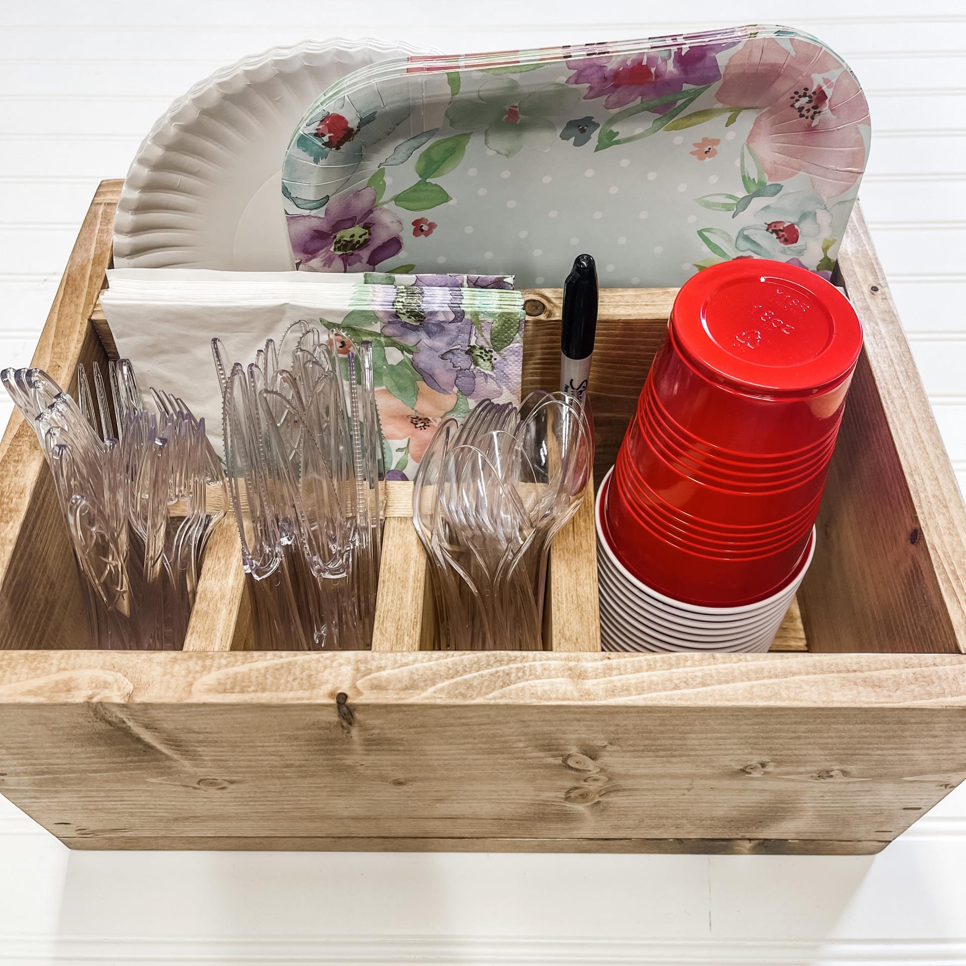 Handmade Wood Utensil Caddy – Picnic, BBQ & Camping Organizer